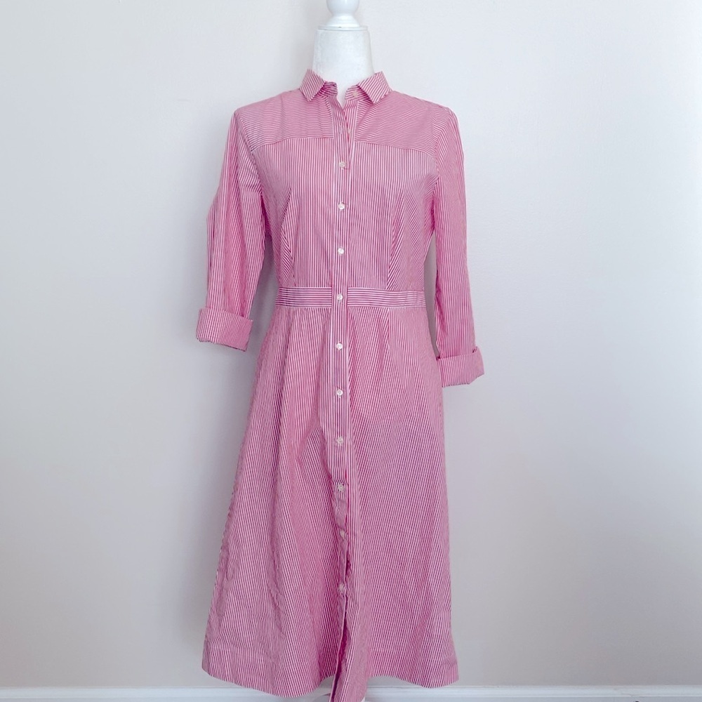 NWT J. Crew red & white striped button up dress - Picture 9 of 12